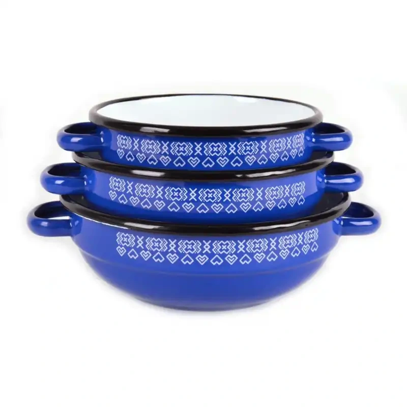 Smaltovaná misa Čičmany 14 cm / 0,5 l – folklórna misa, slovenský dizajn, smaltovaný riad 1