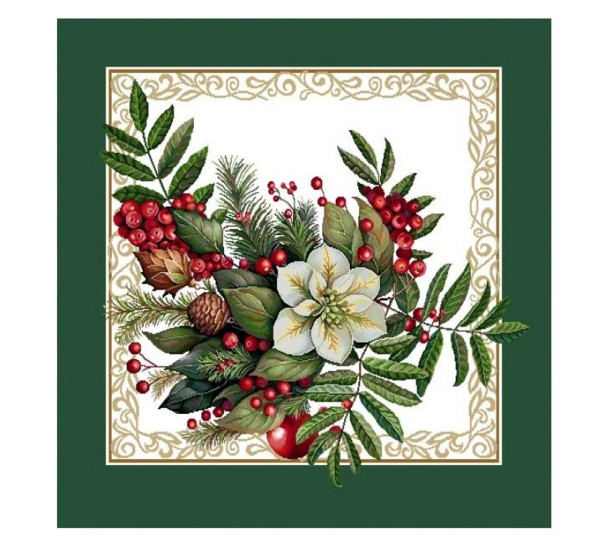 Obliečka na vankúš gobelínová, Vianoce VIANOČNÁ RUŽA, 42x42cm, zelená