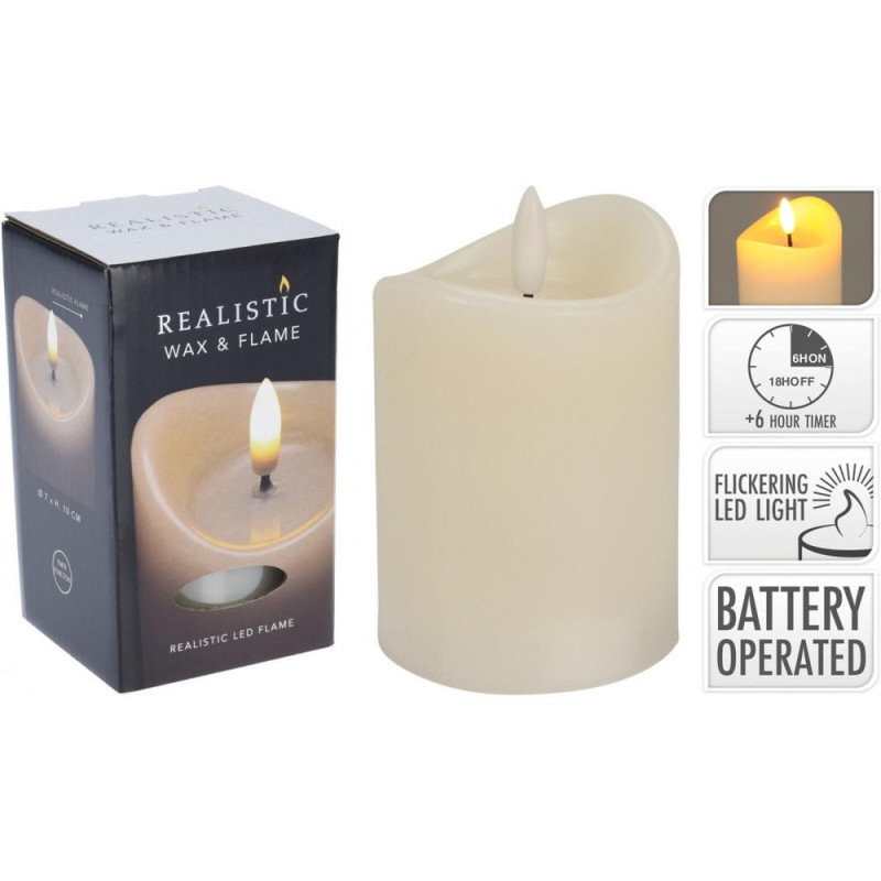 Sviečka LED 7x10 cm s časovačom ivory