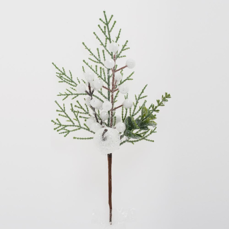 Ozdoba zapichovacia tuja+eucalypt+jablko ľadové 27 cm