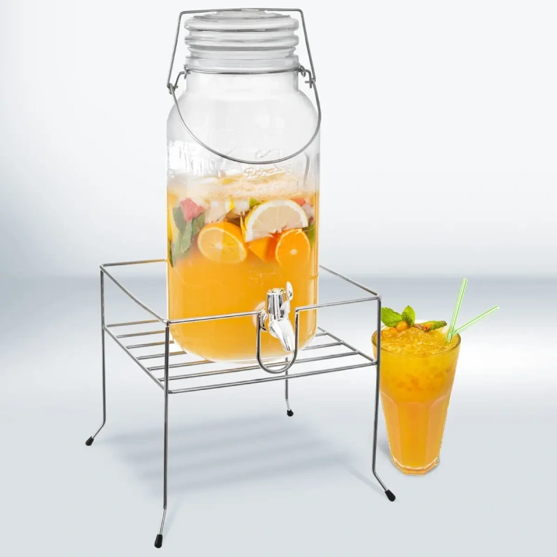 Stojan na fľaše s kohútikom – kovový stojan na dávkovanie nápojov 1