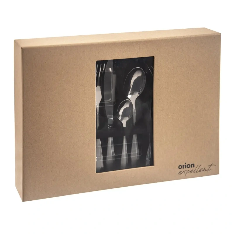 Príbory Satin 24 dielov – nerezová sada príborov s vyrytým vzorom v darčekovom balení 4