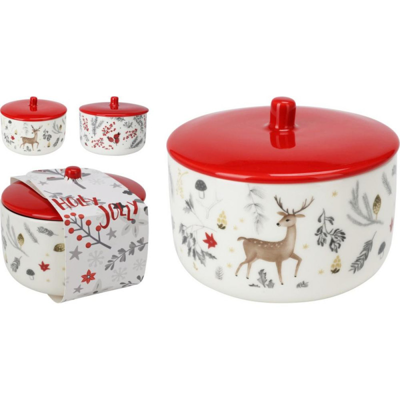 Vianočná dóza s vekom – porcelán, 650 ml, mix