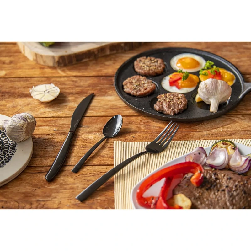 Čierny príbor BLACK LUXURE 24 dielov – luxusná PVD sada nerezových príborov 3