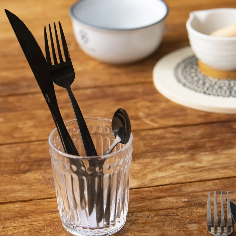 Čierny príbor BLACK LUXURE 24 dielov – luxusná PVD sada nerezových príborov 5