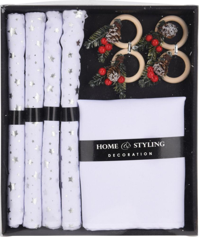 Set prestieranie+servítky+prstene 12 ks strieborný