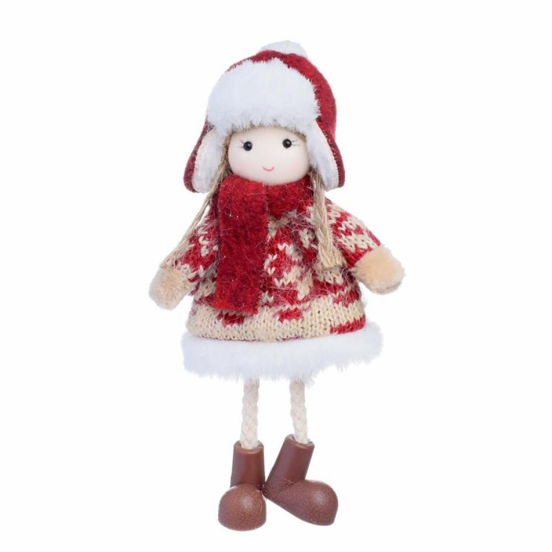 Ozdoba závesná DIEVČA 17cm textil červená