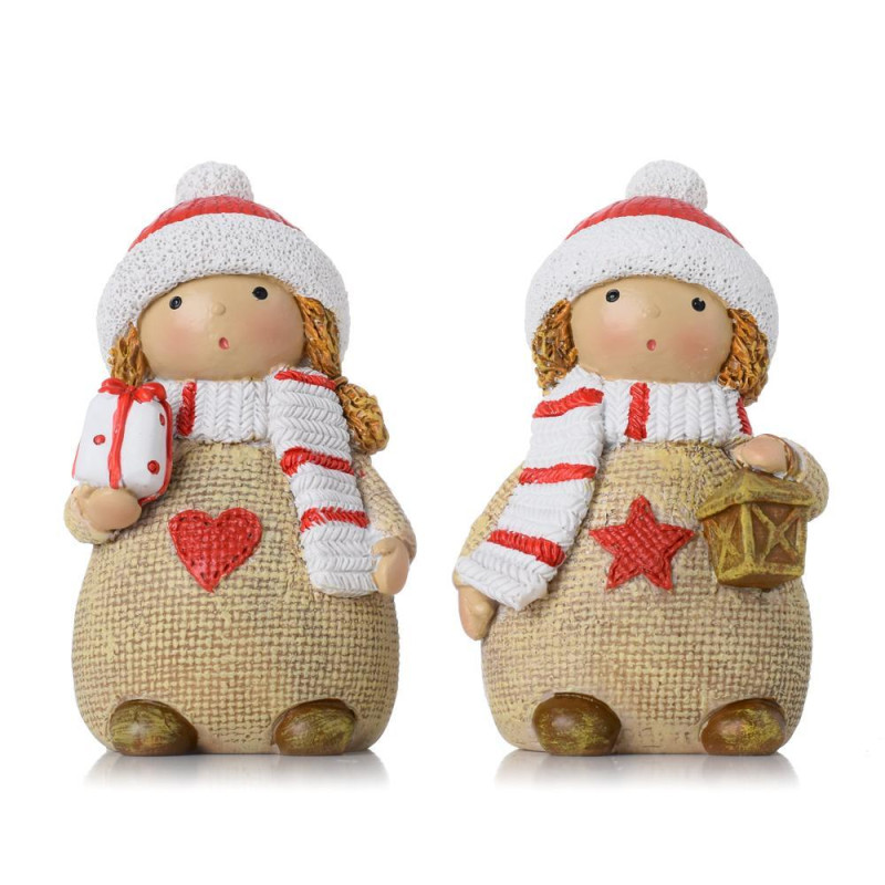 Postavička dieťa šál/čiapka 6x5x10cm polyrezín mix