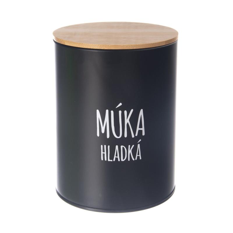 Dóza Múka hladká BLACK pr. 13 cm