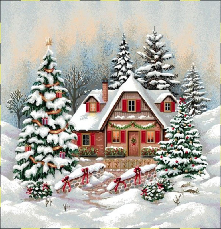 Obliečka na vankúš gobelínová, Vianoce BIELE VIANOCE, 42x42cm