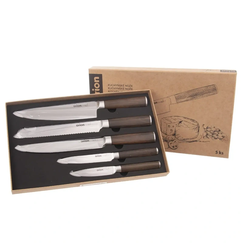 Kuchynský nôž WOODEN – luxusná sada 5 nožov s dekorom dreva 1
