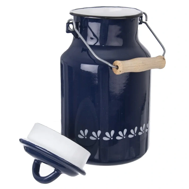 Kanvica MODROBIELA 2 l – smaltovaná kanvica na mlieko s pokrievkou 1