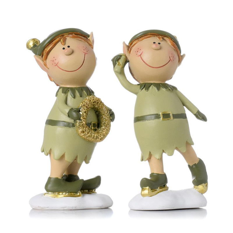 Postavička škriatok na korčuliach 6,5x6x14cm polyrezín zelený mix