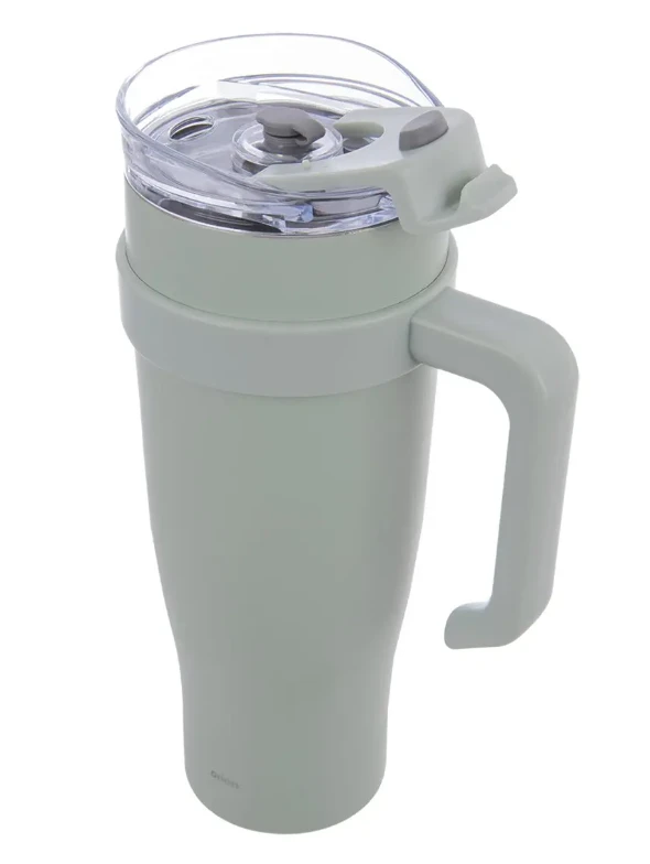 Hrnček TERMO pohár nerez/UH+slamka 1,2 l zelená