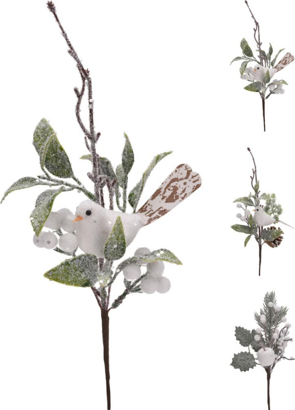Ozdoba zapichovacia vetvička 8x17x35 cm biela mix