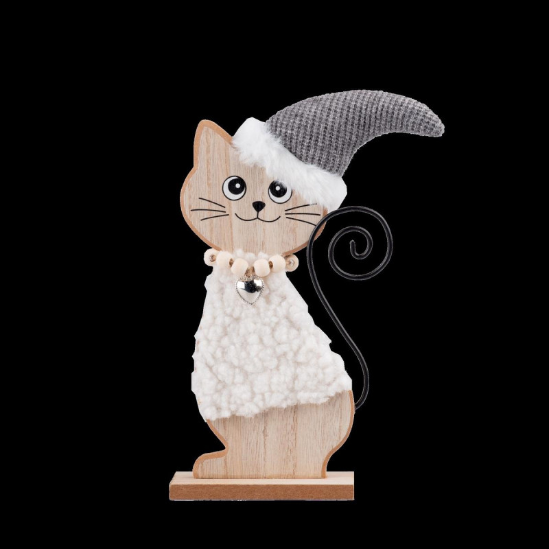 Postavička mačka 17x5x25 cm drevo sivá