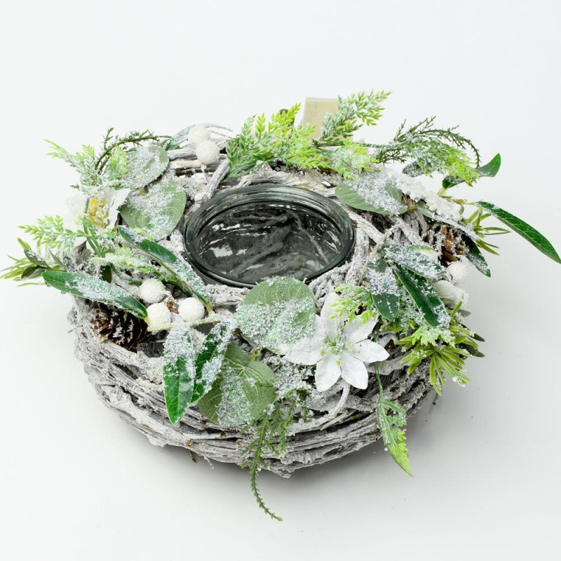 Svietnik vianočný 25x3 cm prútený