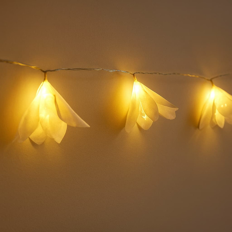 Vianočné LED kvety – 20 LED, teplá biela, batérie, časovač 1