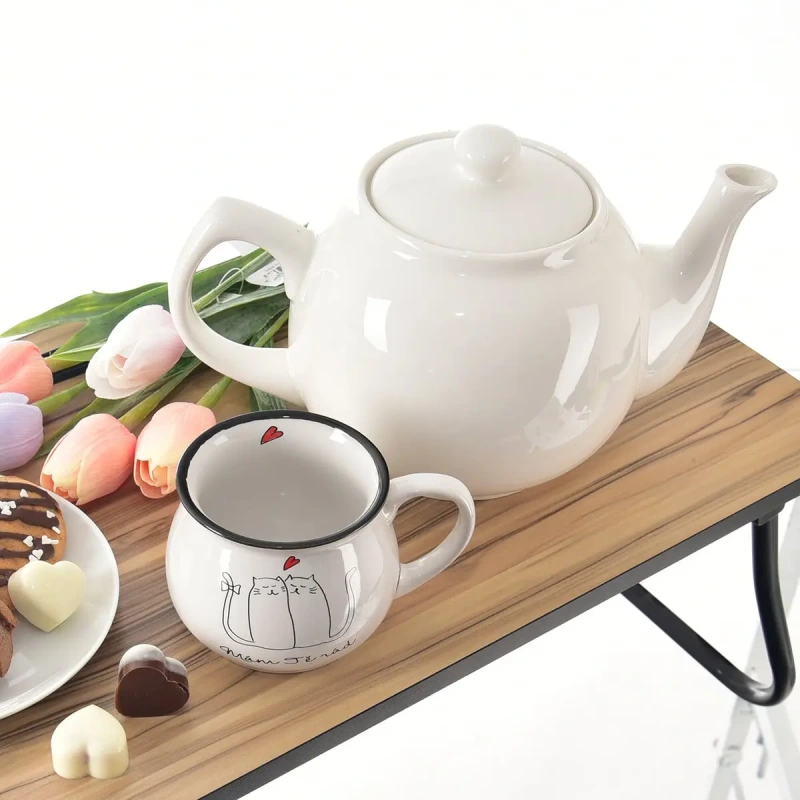 Porcelánová kanvica MONA 1,7 l – biela kanvica na čaj a kávu 1