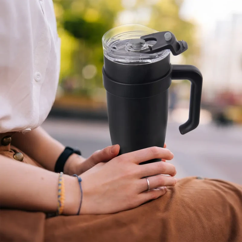 Hrnček TERMO pohár nerez/UH+slamka 1,2 l čierna 5