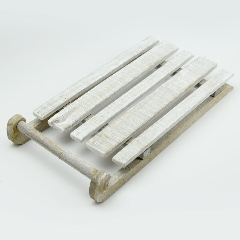 Dekorácia sánky 42x21x6 cm drevo biele