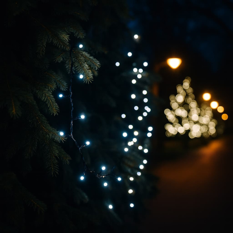 Vianočné LED svetlá 120 LED studené biele – 9 m, vonkajšie/vnútorné, časovač, 8 funkcií 1