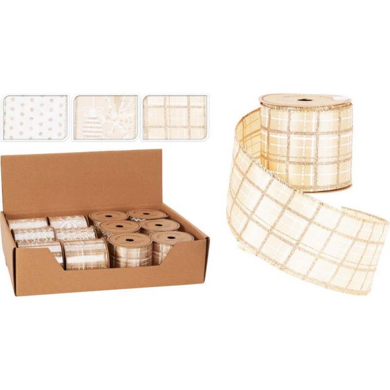 Stuha vianočná 6x270 cm zlatá mix