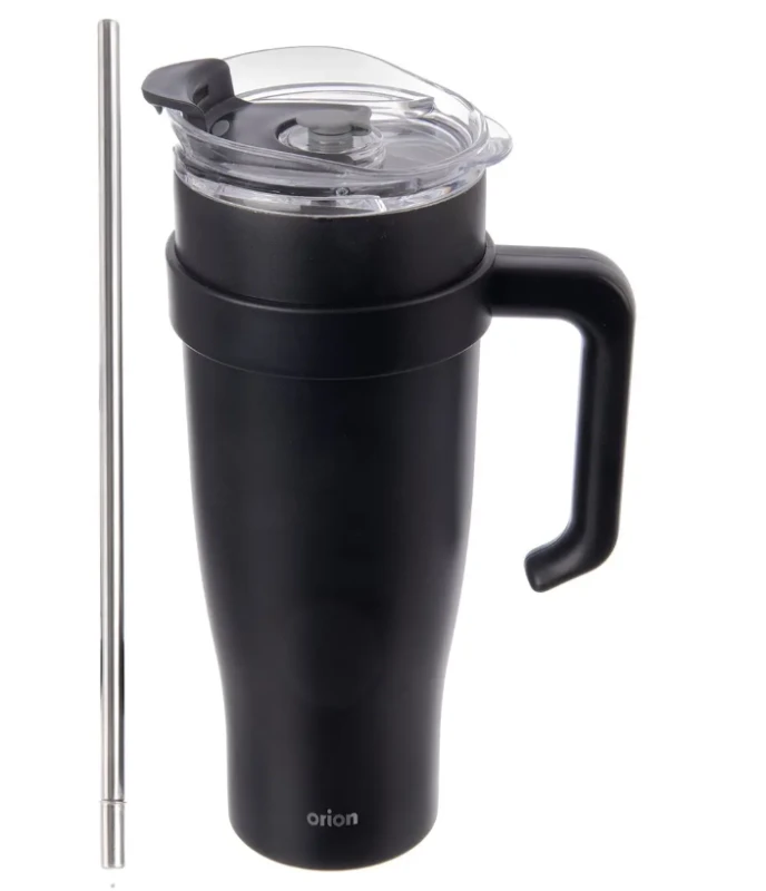 Hrnček TERMO pohár nerez/UH+slamka 1,2 l čierna 3