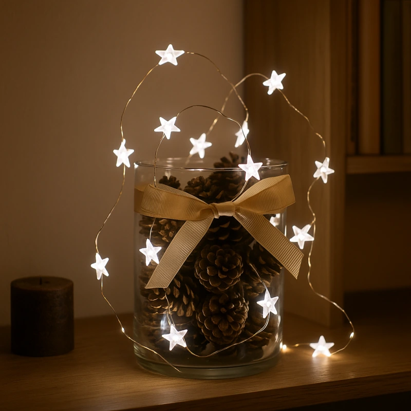 Vianočné LED hviezdy – 20 LED, studená biela, batérie, interiér 1