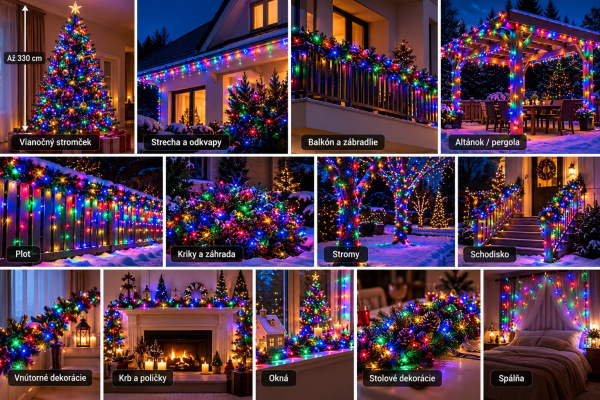 Vianočná svetelná reťaz 1500 LED / farebná / 30 m / časovač / IP44 1