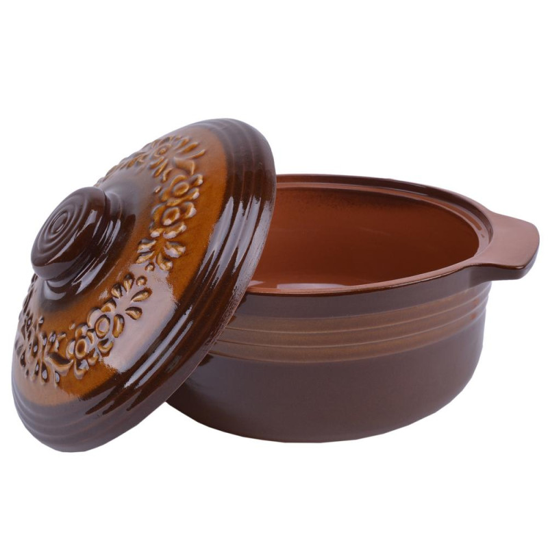 Keramický glazovaný hrniec 4 l s pokrievkou – dekorovaný melírovaný KLC