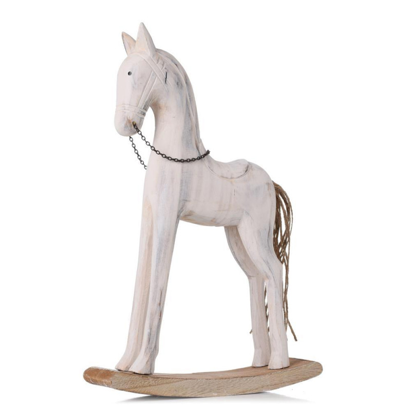 Postavička koník na podstavci 37x25x5,6cm biela drevo
