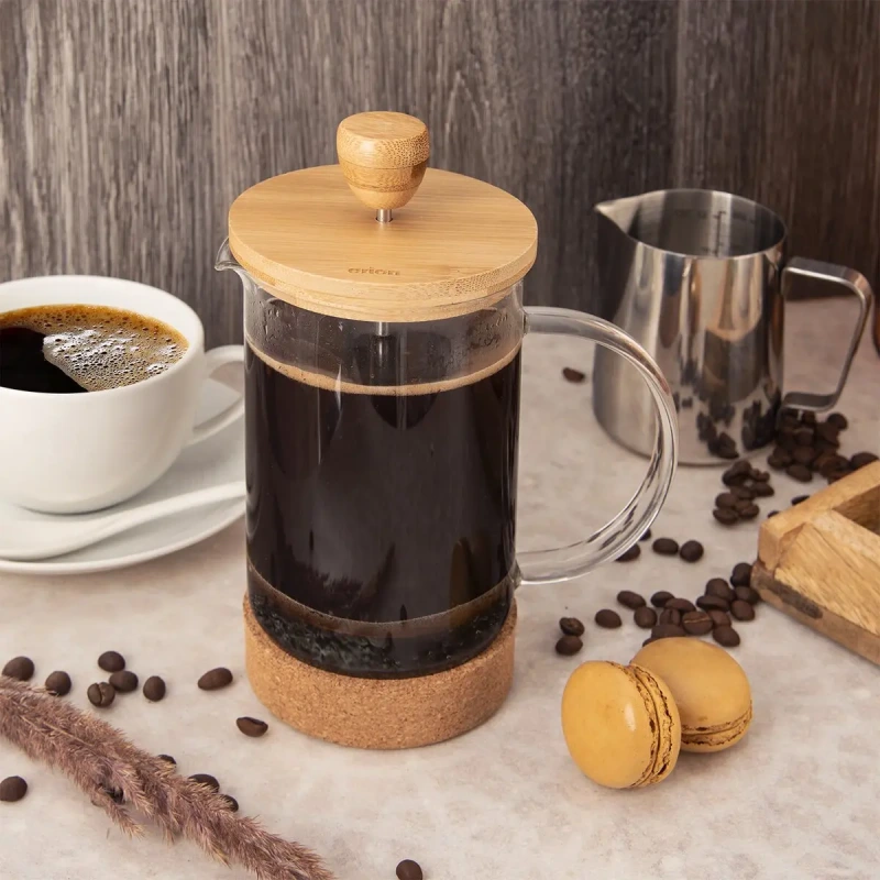 Kanvička French press 0,4 l – sklo/bambus, príprava kávy a čaju 3