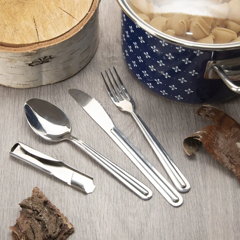 Cestovný príbor KEMP 4 diely – nerezový príbor s otváračom na kempovanie a turistiku 2