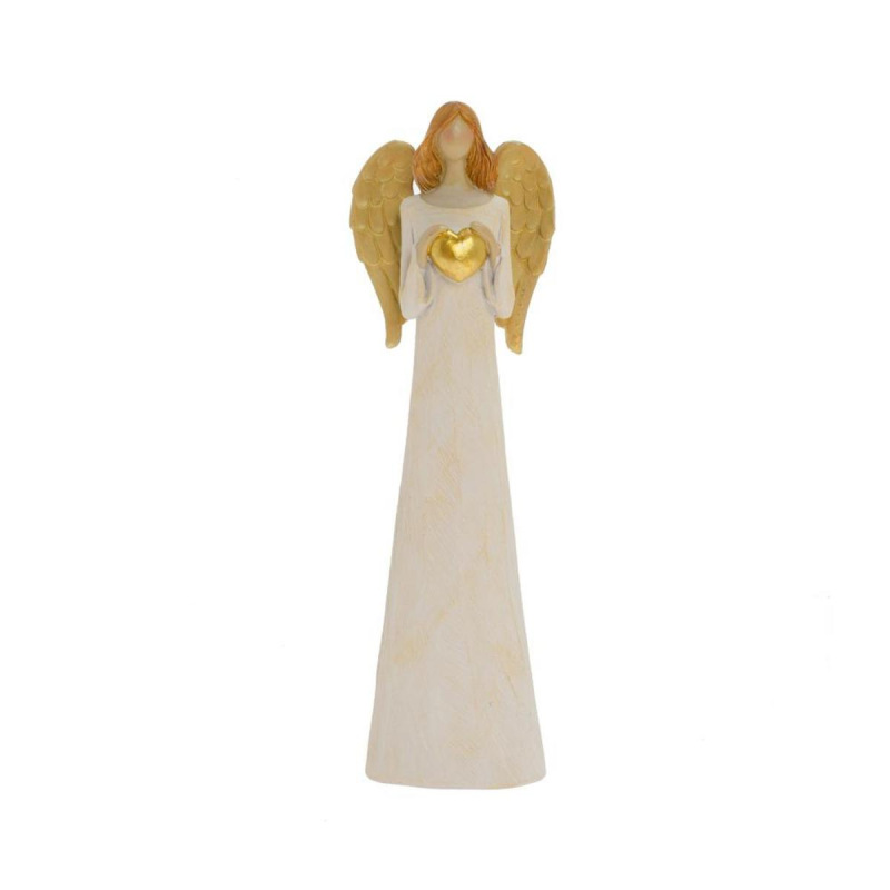 Postavička anjel so srdcom 25 cm poly krémová
