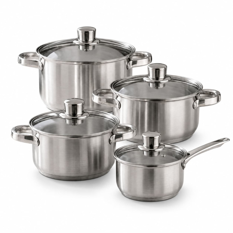 Sada nerezových hrncov BAHAMA II 8 dielna – 14, 16, 20 cm + rajnica 12 cm, indukcia
