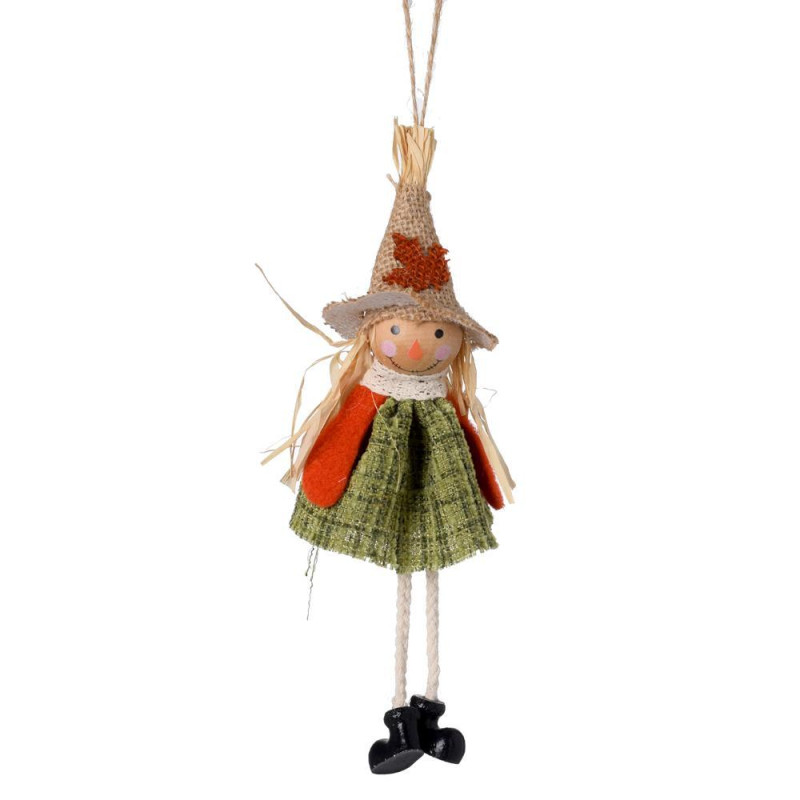 Závesná ozdoba strašiak zelený 17x7x3,5 cm – polyester