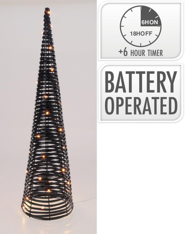 Dekorácia pyramída 60 LED 80 cm s časovačom čierna