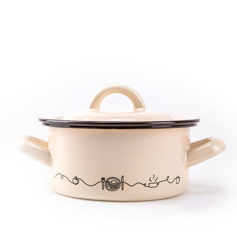 Kastról smalt + pokr. 22cm/4,0L dekor Linea