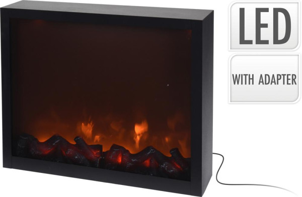 LED Ohnisko / Dekoratívny krb – 41×35 cm, kov + sklo, adaptér