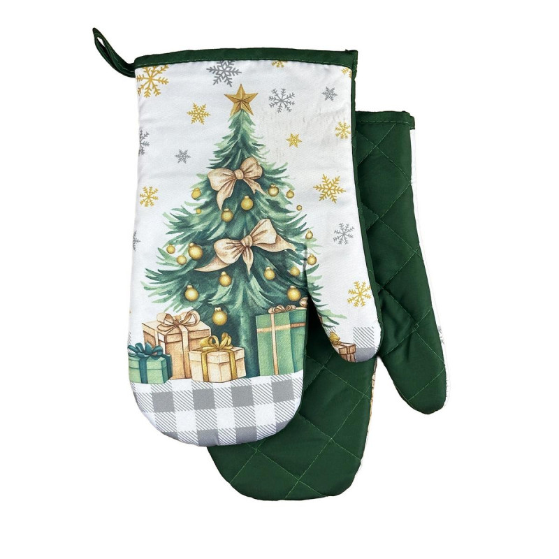 Chňapka kuchynská 2ks/sada, vianočný stromček, karo sivá