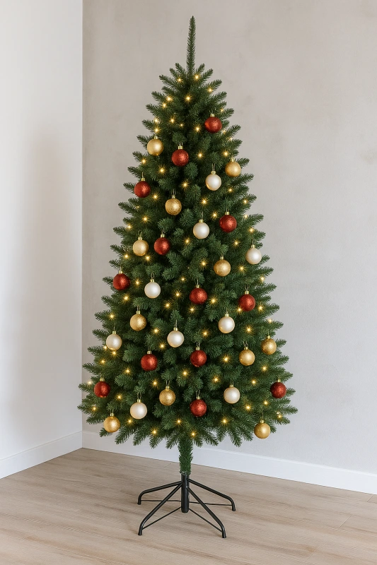 Vianočný stromček strieborný smrek 220 cm – veľký stromček s kovovým stojanom 1