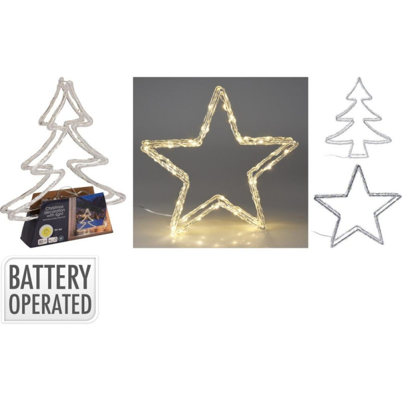 Dekorácia hviezda/stromček 50 LED teplá biela