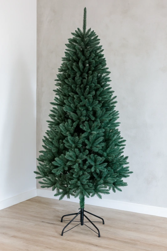 Vianočný stromček strieborný smrek 220 cm – veľký stromček s kovovým stojanom 2