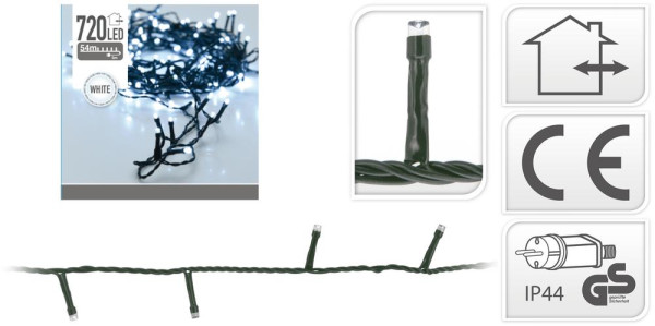 Svetlo vianočné 720 LED studené biele, 54 m, vonkajšie/vnútorné