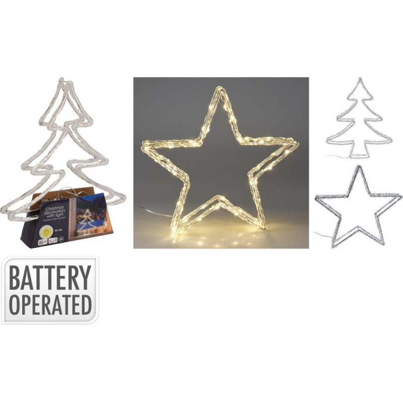 Dekorácia hviezda/stromček 50 LED teplá biela