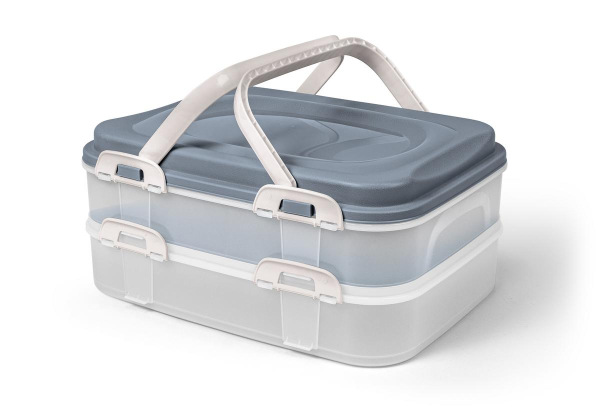 Dóza na potraviny/box UH 40x30x18cm PIKNIK 2 poschodová s úchytmi SKVELER KLC