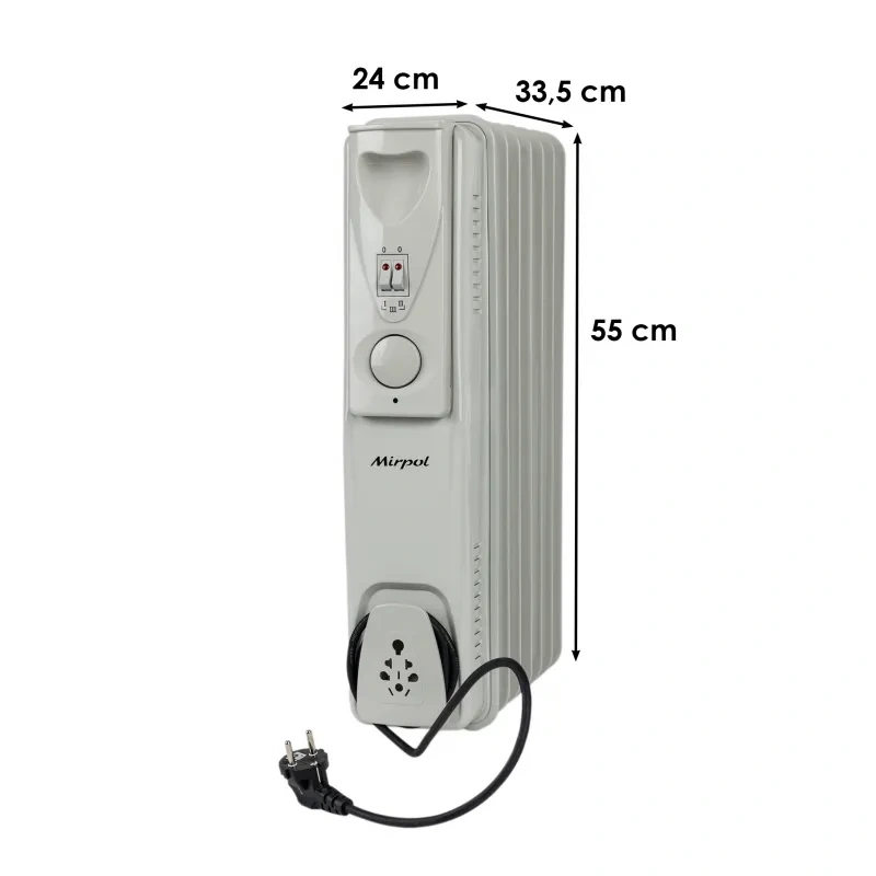 Elektrický olejový radiátor HH-1001 1500 W – 7 rebier, 3 stupne, termostat 2