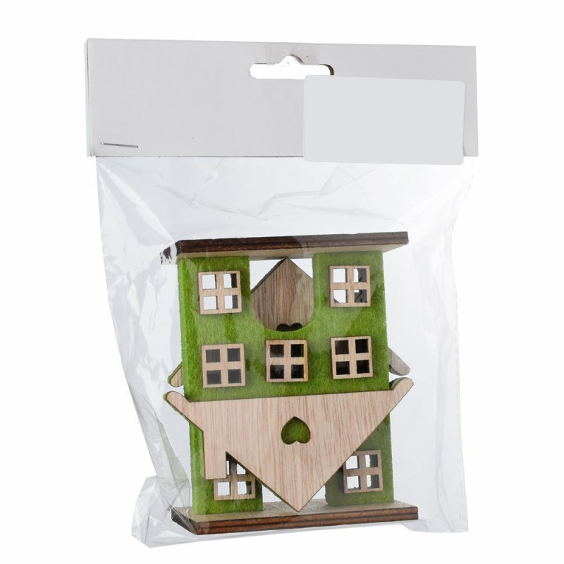 Dekorácia domček 9x4x9,5cm sada 2ks flis zelený