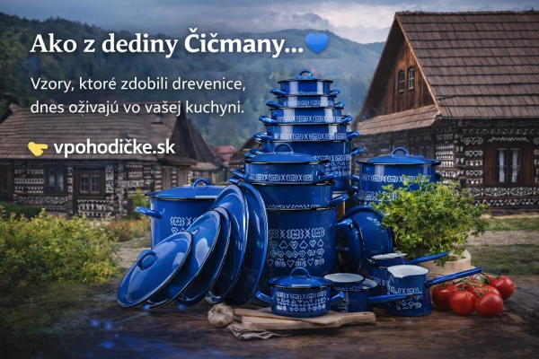 Smaltovaný hrniec Čičmany 10 l / 25 cm – hrniec na guláš, indukcia, folklórny dizajn 1